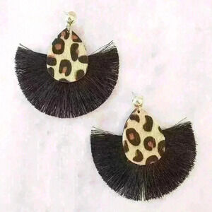 NWT Boutique Leopard Tassel Earrings